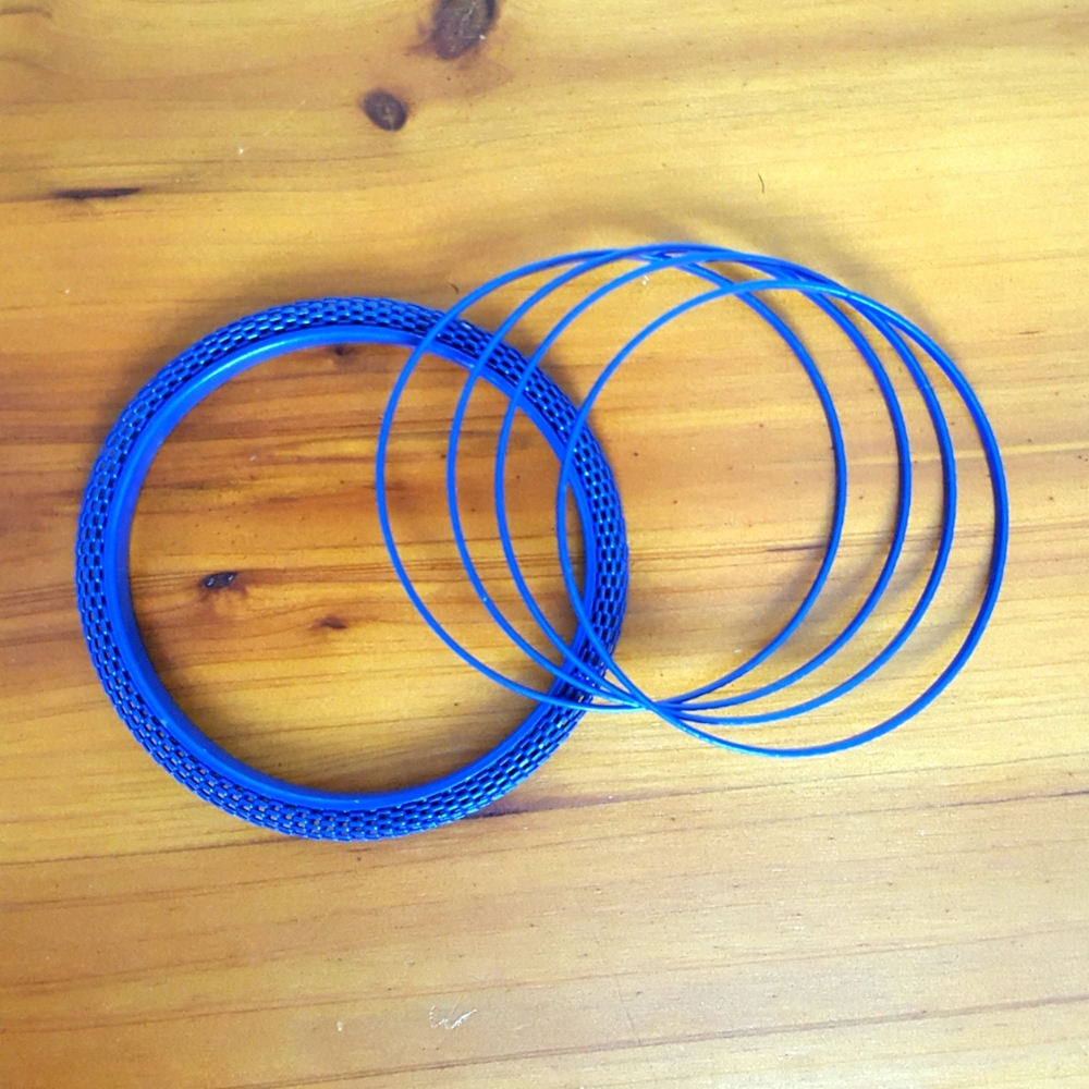 Royal blue metal bracelets set of five 5